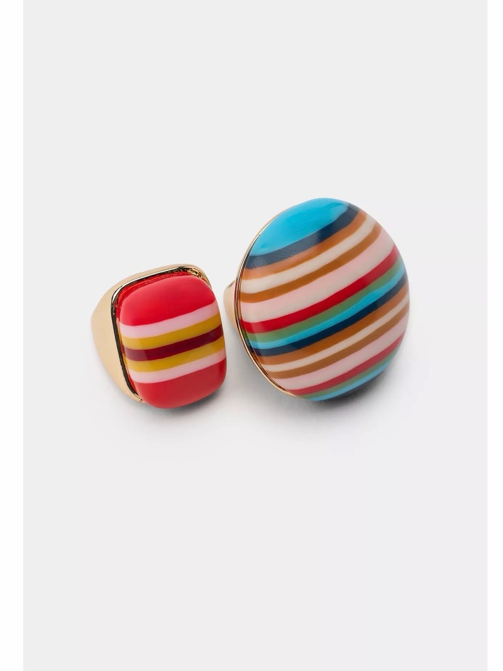 NWT Zara 2-pack resin striped Enamel Ring set
